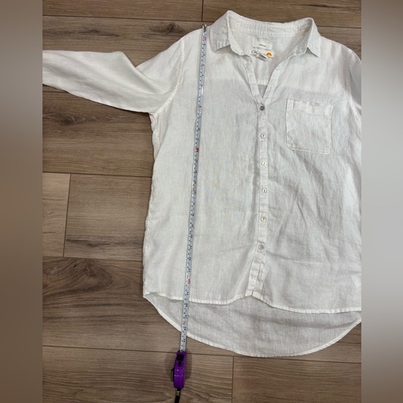 C&C California White Linen Casual Button Down Shirt - Picture 6 of 6